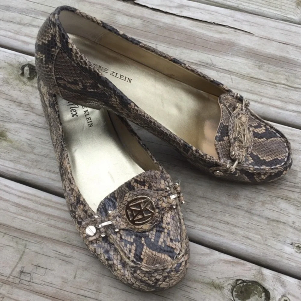 Anne Klein Iflex Newlan Snakeskin Loafers,…